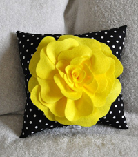 Yellow Felt Rose Pillow Yellow Felt Rose Pillow by Bedd Bugs