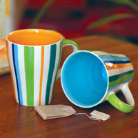 Striped Mugs by Thai Ceramic Artisans Striped Mugs by Thai Ceramic Artisans
