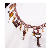 Hearts Keys Beads Gears Steampunk Necklace by Victoria Broyles