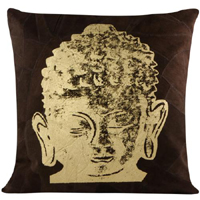 Suede/Cotton Buddha Head Pillow Suede/Cotton Buddha Head Pillow at Buddha Groove
